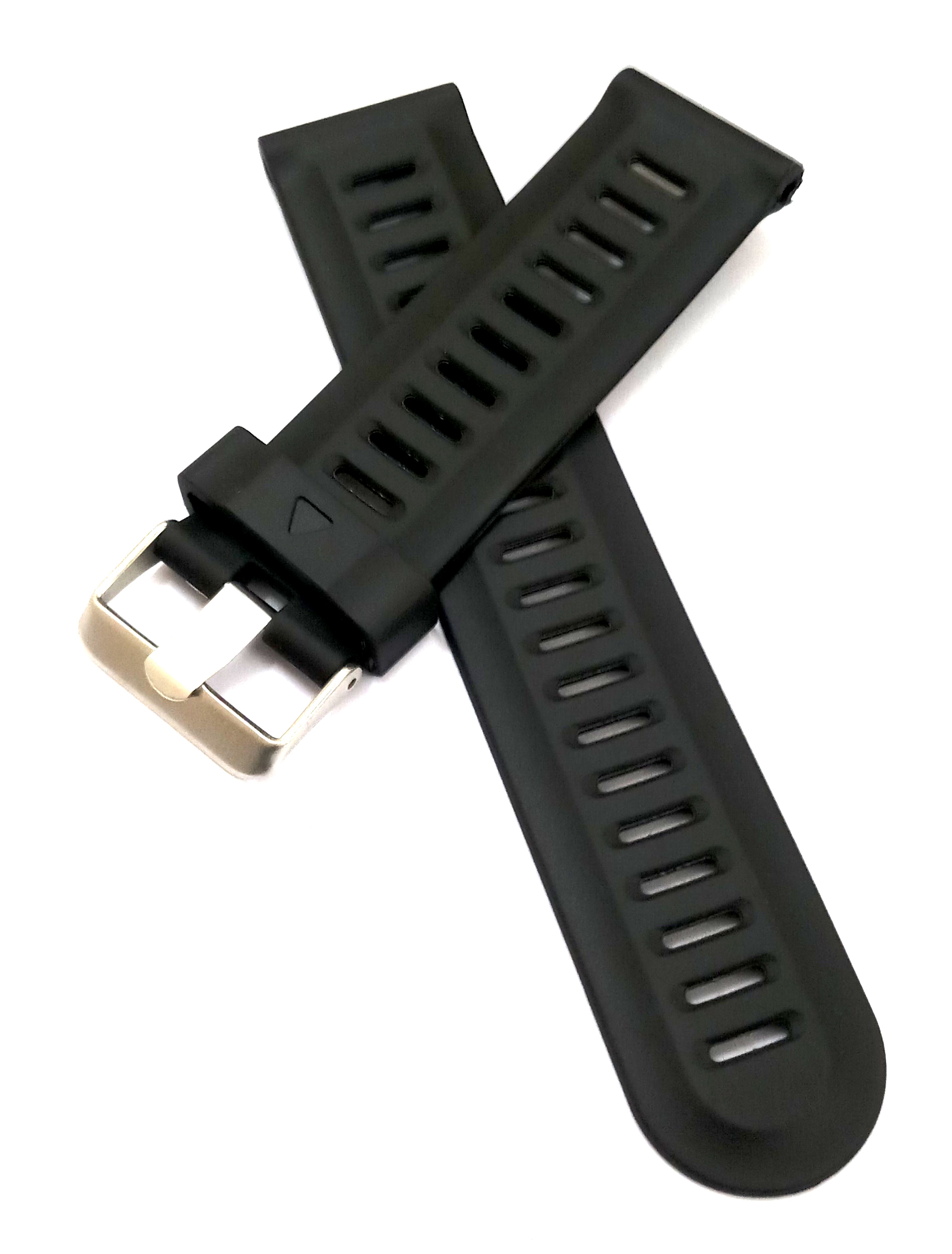 24mm Silicon Rubber Black Watch Band Strap for Men and Women | Comfortable and Durable Material | Silver Buckle - Image 2