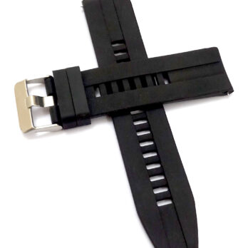 22mm Silicon Rubber Black Watch Band Strap for Men and Women | Comfortable and Durable Material | Silver Buckle