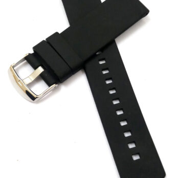 26mm Silicon Rubber Black Watch Band Strap for Men and Women | Comfortable and Durable Material | Silver Buckle-B1