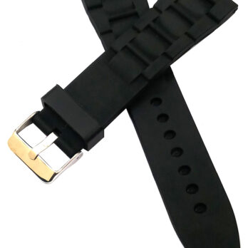 18mm Silicon Rubber Black Watch Band Strap for Men and Women | Comfortable and Durable Material | Silver Buckle-B2