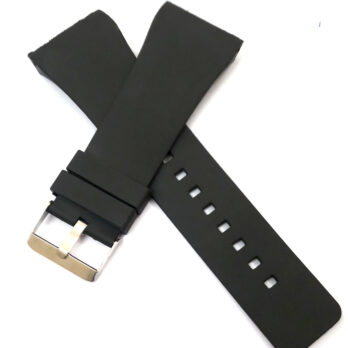 Pu Rubber Black Watch Band Strap for Men and Women | Comfortable and Durable Material | Silver Buckle