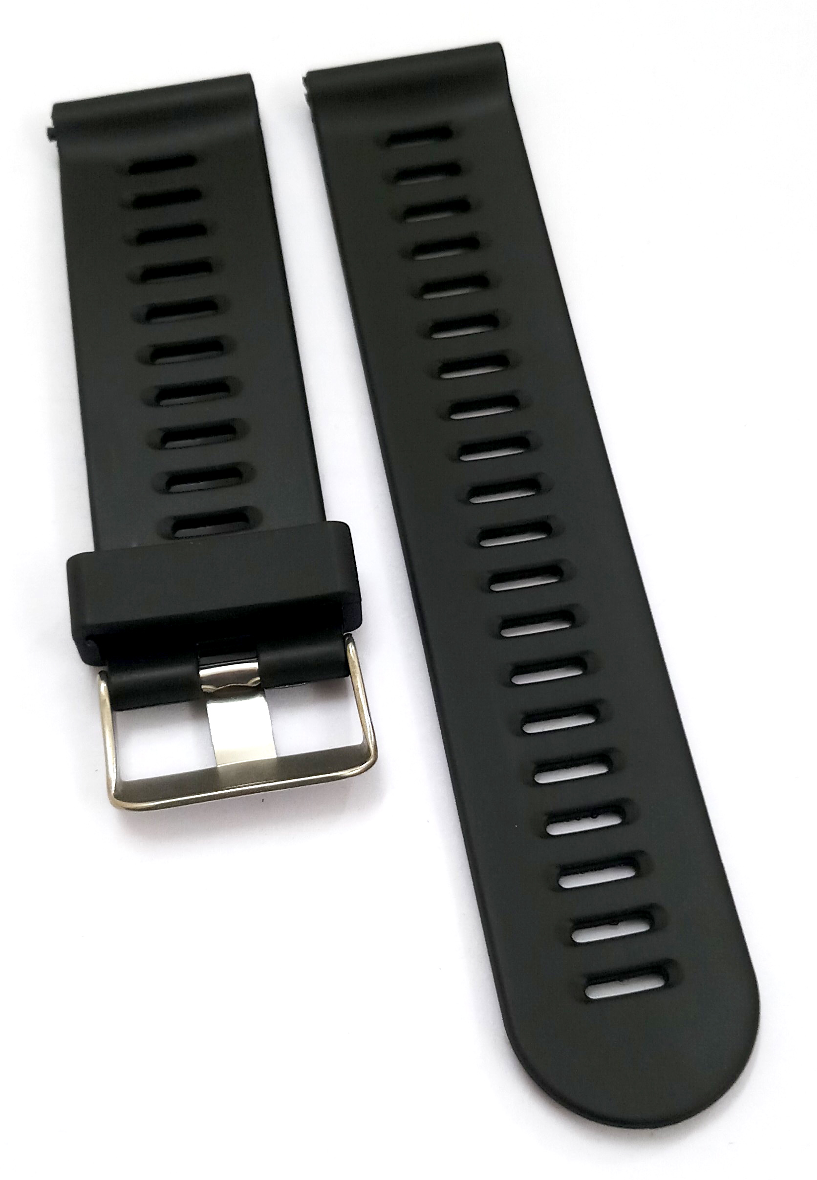 24mm Silicon Rubber Black Watch Band Strap for Men and Women | Comfortable and Durable Material | Silver Buckle - Image 4