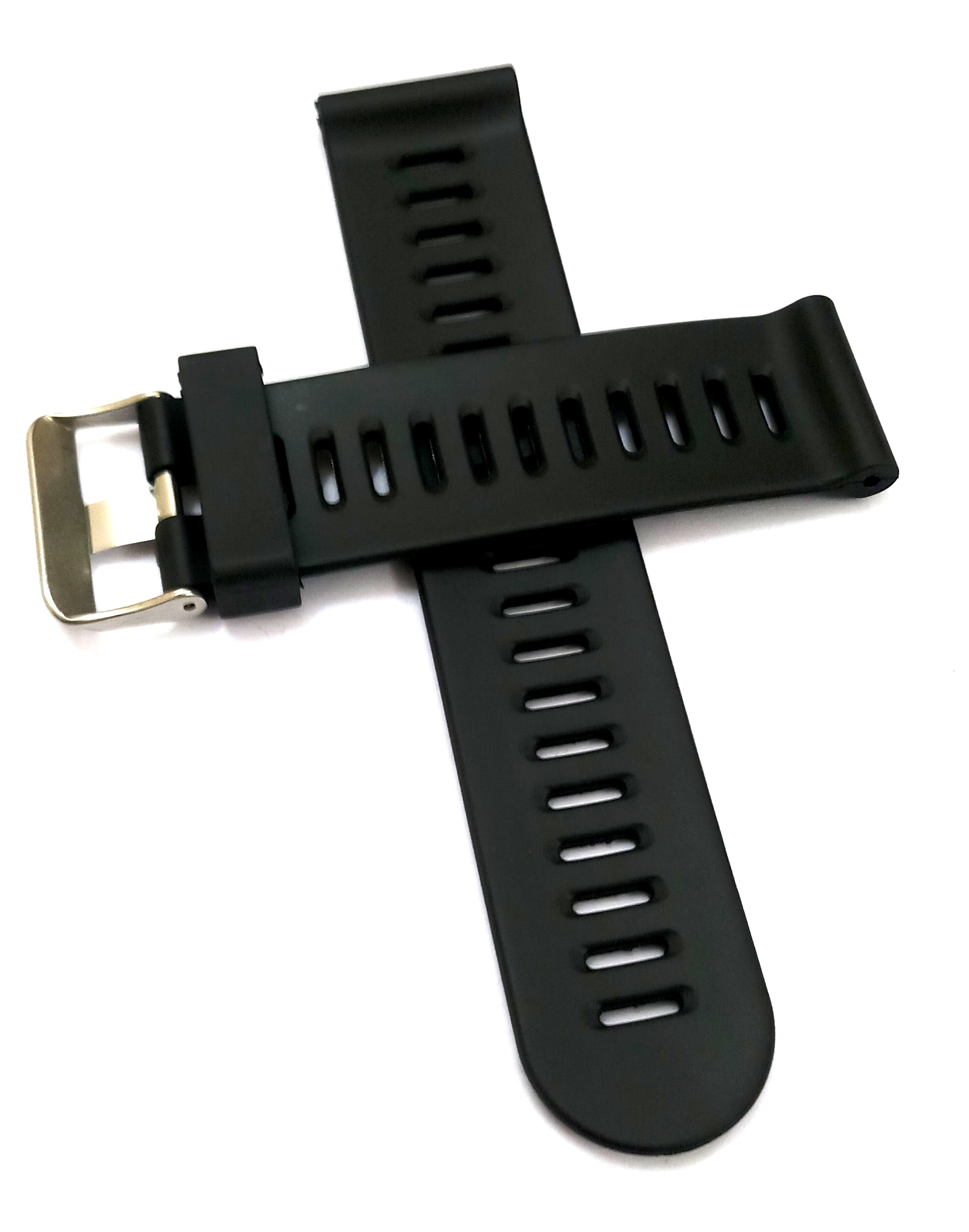 24mm Silicon Rubber Black Watch Band Strap for Men and Women | Comfortable and Durable Material | Silver Buckle - Image 5