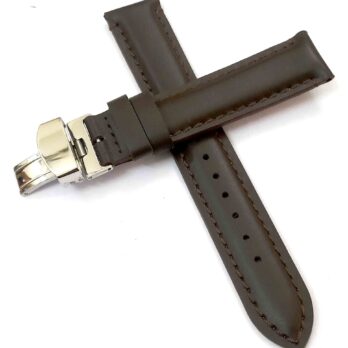 23mm Genuine Leather Brown Watch Band Strap for Men and Women | Comfortable and Durable Material | Deployment Silver Buckle-V6