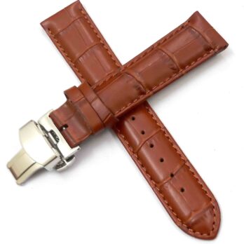 20mm Genuine Leather Maroon Watch Band Strap for Men and Women | Comfortable and Durable Material | Deployment Silver Buckle-A5