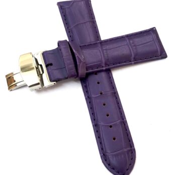 18mm Genuine Leather Purple Watch Band Strap for Men and Women | Comfortable and Durable Material | Deployment Silver Buckle-A1