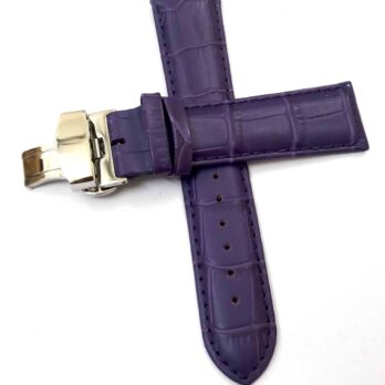 20mm Genuine Leather Purple Watch Band Strap for Men and Women | Comfortable and Durable Material | Deployment Silver Buckle-A5