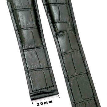 22/20mm Genuine Leather Black Watch Band Strap for Men and Women | Comfortable and Durable Material