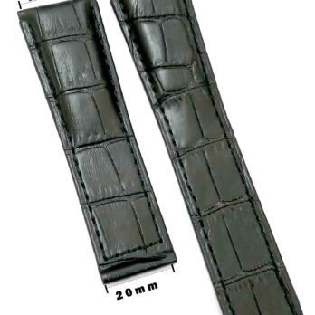 24/20mm Genuine Leather Black Watch Band Strap for Men and Women | Comfortable and Durable Material