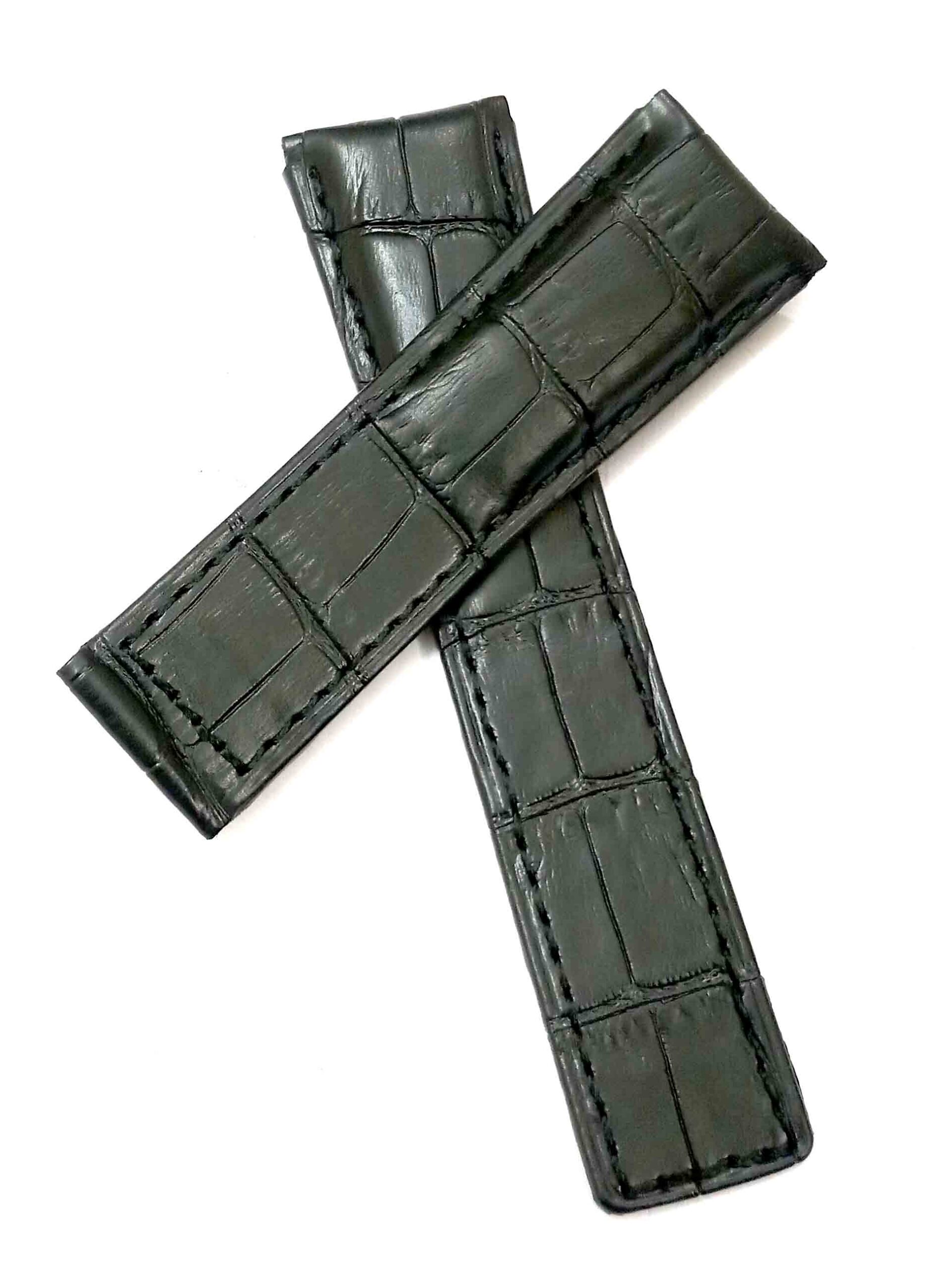 22/20mm Genuine Leather Black Watch Band Strap for Men and Women | Comfortable and Durable Material - Image 5