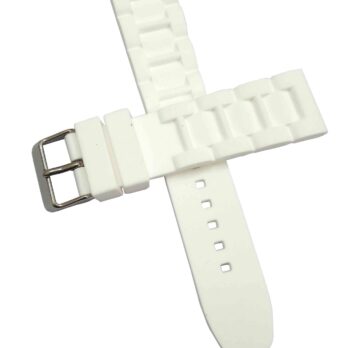 26mm Silicon Rubber White Watch Band Strap for Men and Women | Comfortable and Durable Material | Silver Buckle-W1