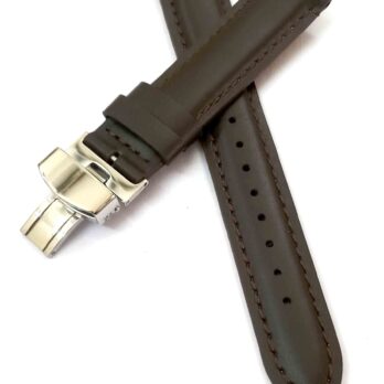 23mm Genuine Leather Brown Watch Band Strap for Men and Women | Comfortable and Durable Material | Deployment Silver Buckle-V6