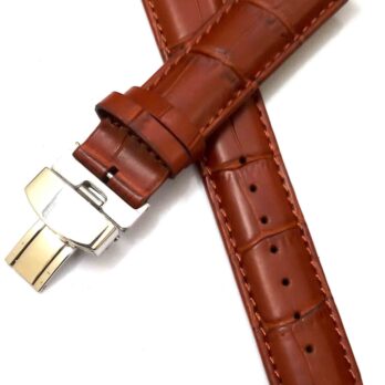 18mm Genuine Leather Maroon Watch Band Strap for Men and Women | Comfortable and Durable Material | Deployment Silver Buckle-A1