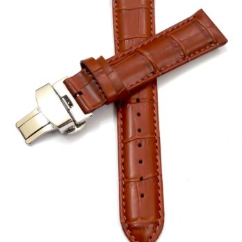 20mm Genuine Leather Maroon Watch Band Strap for Men and Women | Comfortable and Durable Material | Deployment Silver Buckle-A5