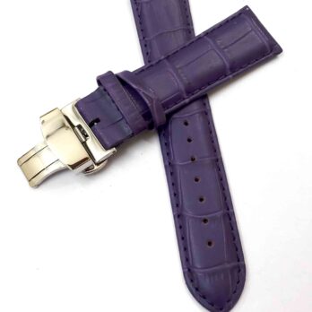 20mm Genuine Leather Purple Watch Band Strap for Men and Women | Comfortable and Durable Material | Deployment Silver Buckle-A5