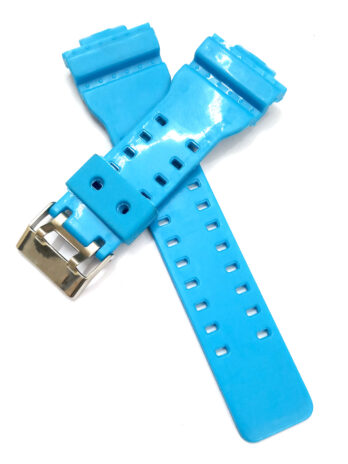 16mm Pu Rubber Blue Watch Band Strap for Men and Women | Comfortable and Durable Material | Silver Buckle