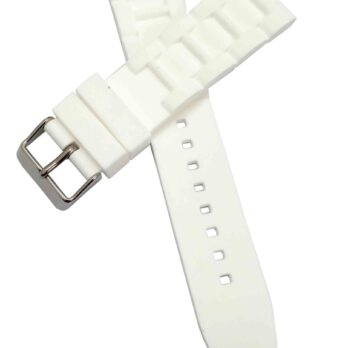 26mm Silicon Rubber White Watch Band Strap for Men and Women | Comfortable and Durable Material | Silver Buckle-W1