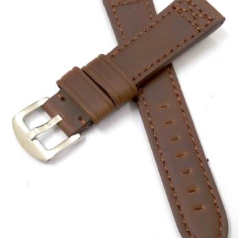 26mm Genuine Leather Dark Brown Watch Band Strap for Men and Women | Comfortable and Durable Material | Silver Buckle-G2