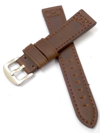 26mm Genuine Leather Dark Brown Watch Band Strap for Men and Women | Comfortable and Durable Material | Silver Buckle-G2