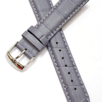 18mm Genuine Leather Gray Watch Band Strap for Men and Women | Comfortable and Durable Material | Silver Buckle-GB-1