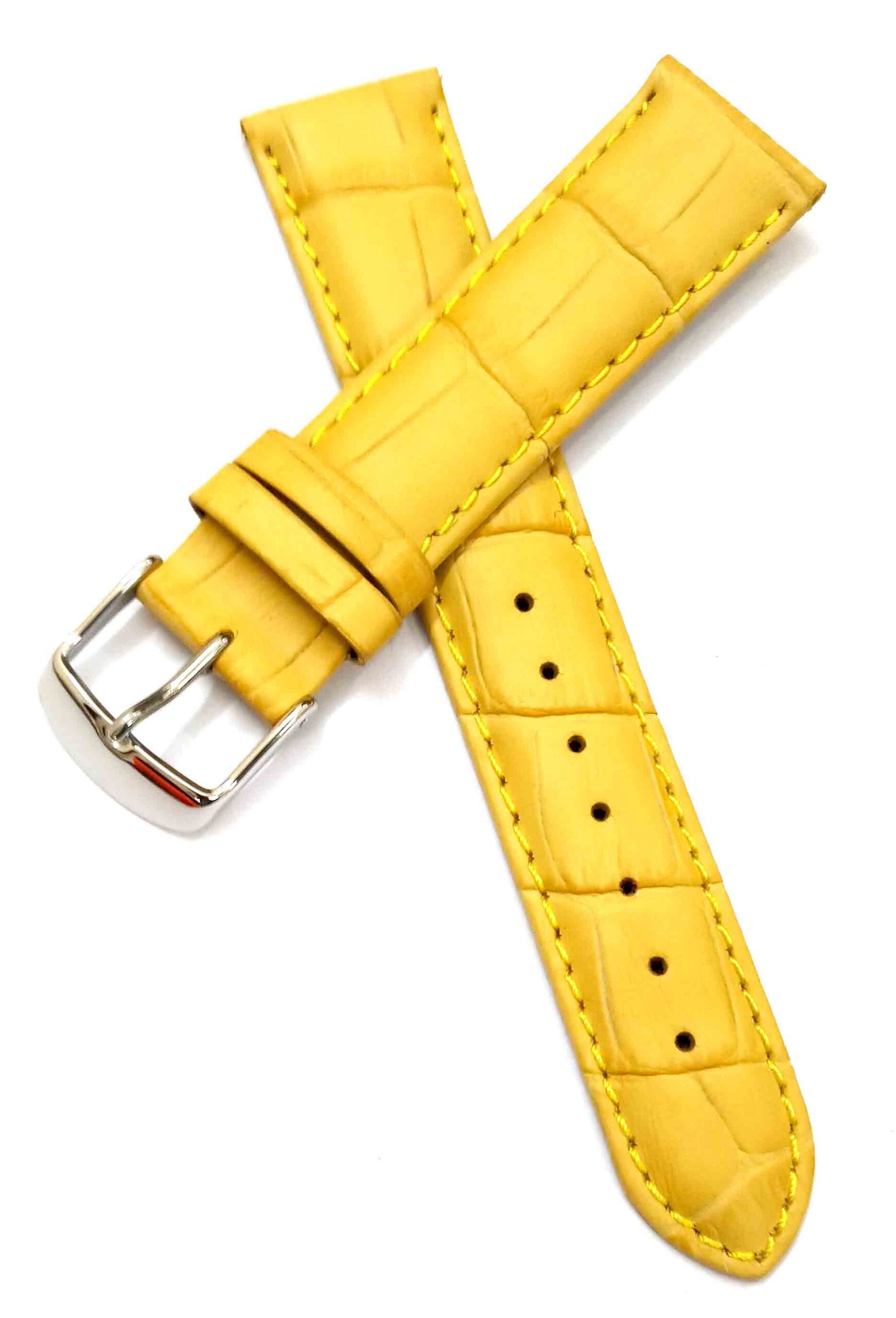 20mm Genuine Leather Yellow Watch Band Strap for Men and Women | Comfortable and Durable Material | Silver Buckle-GB-1