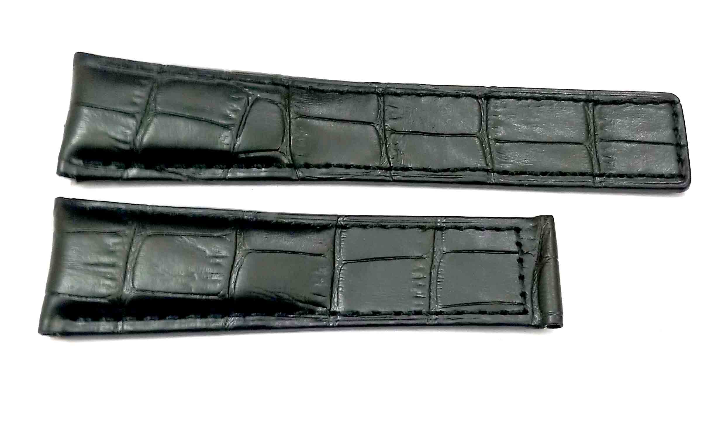 22/20mm Genuine Leather Black Watch Band Strap for Men and Women | Comfortable and Durable Material