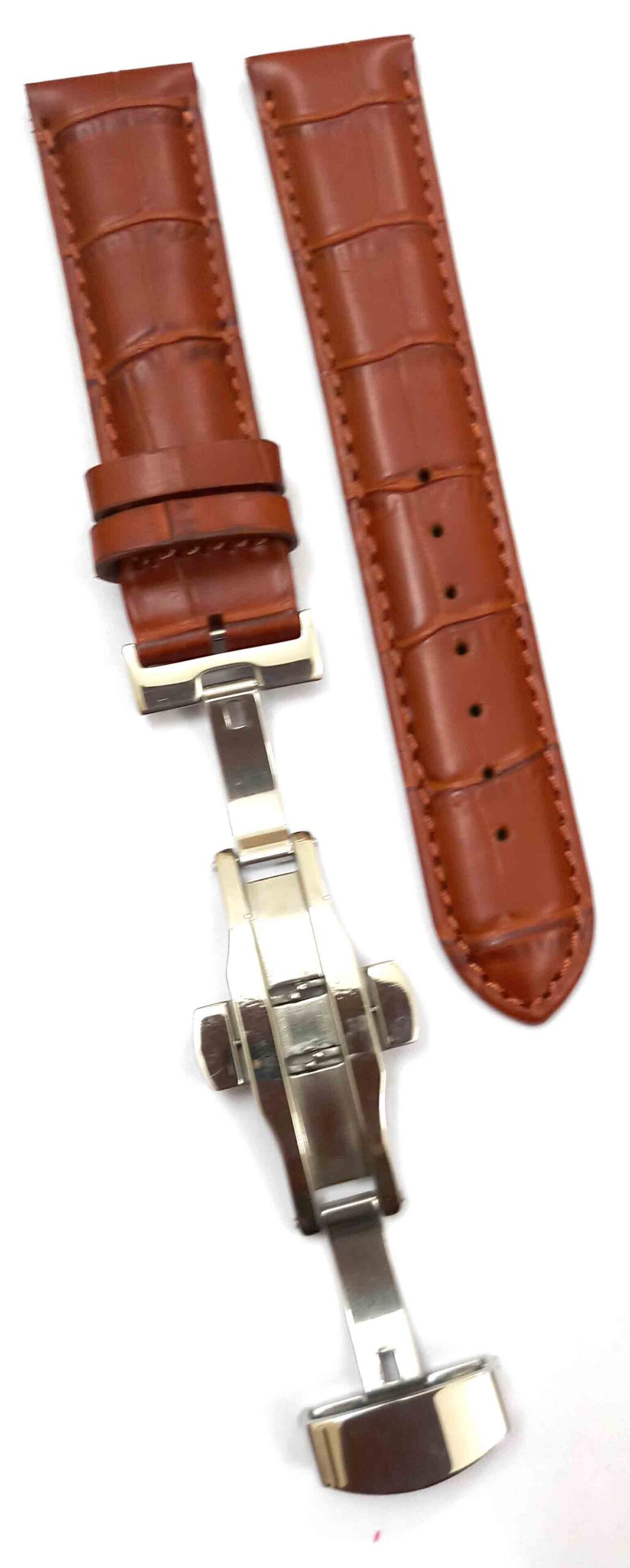 24mm Genuine Leather Maroon Watch Band Strap for Men and Women | Comfortable and Durable Material | Deployment Silver Buckle-A7 - Image 5