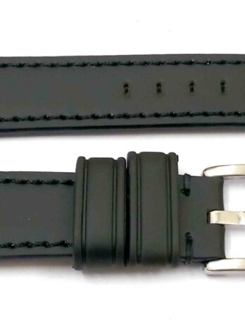 26mm Genuine Leather Black Watch Band Strap for Men and Women | Comfortable and Durable Material | Silver Buckle-C3
