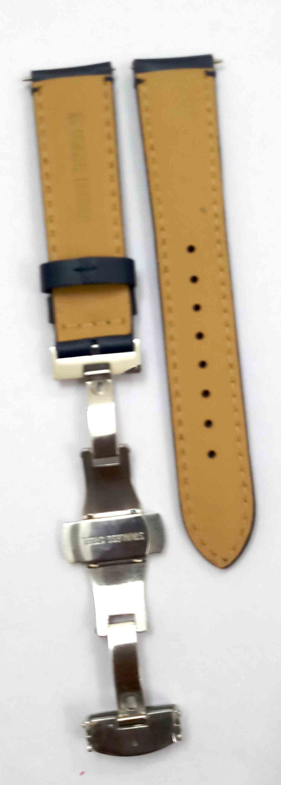 20mm Genuine Leather Blue Watch Band Strap for Men and Women | Comfortable and Durable Material | Deployment Silver Buckle-12 - Image 4