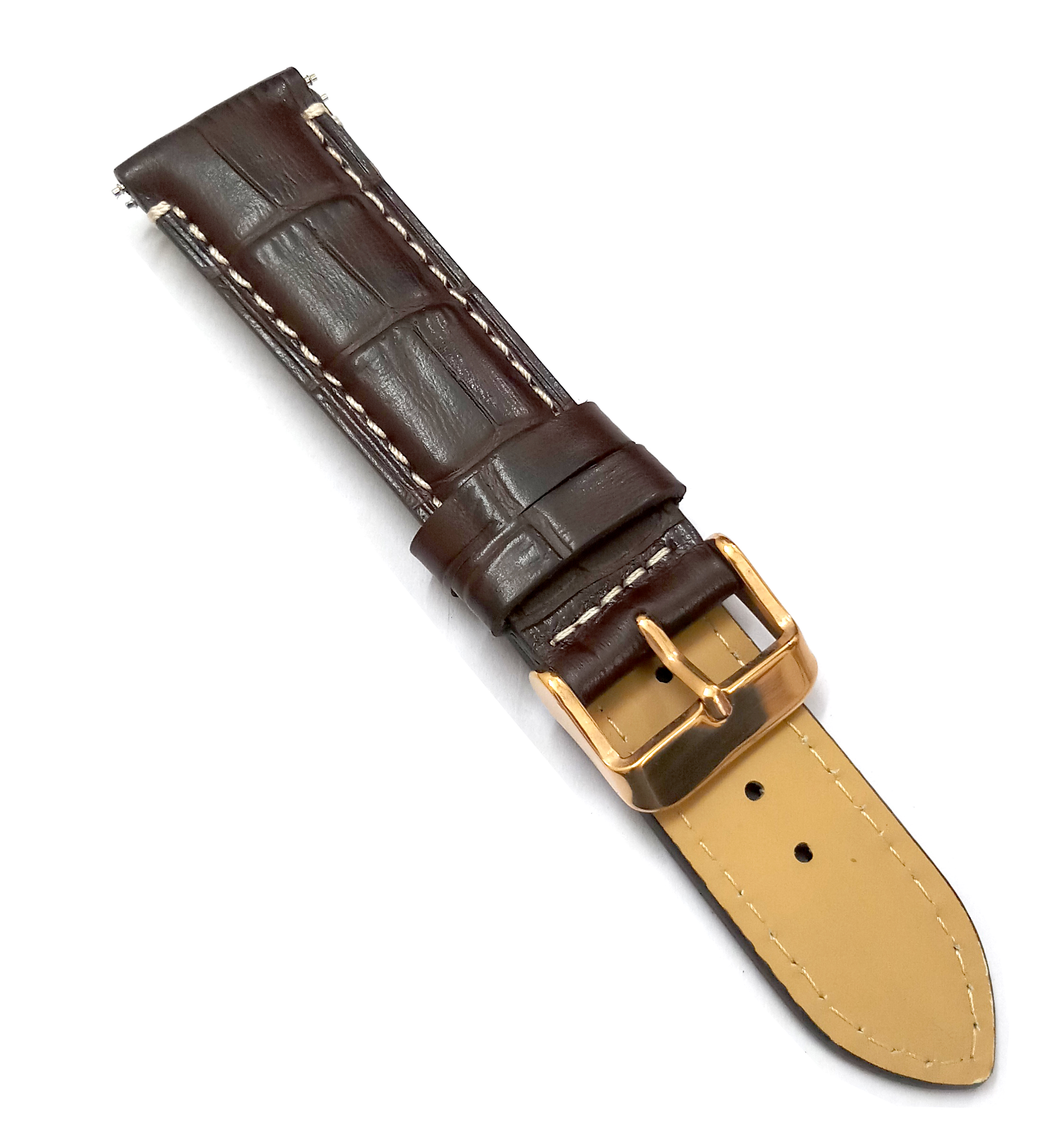 22mm Genuine Leather Dark Brown Watch Band Strap for Men and Women | Comfortable and Durable Material | Rose Buckle-N1 - Image 4