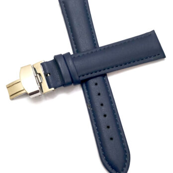 18mm Genuine Leather Blue Watch Band Strap for Men and Women | Comfortable and Durable Material | Deployment Silver Buckle-A1