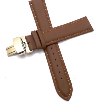18mm Genuine Leather Light Brown Watch Band Strap for Men and Women | Comfortable and Durable Material | Deployment Silver Buckle-A1