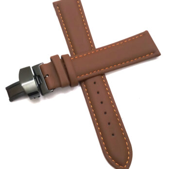 18mm Genuine Leather Light Brown Watch Band Strap for Men and Women | Comfortable and Durable Material | Deployment Black Buckle-A1