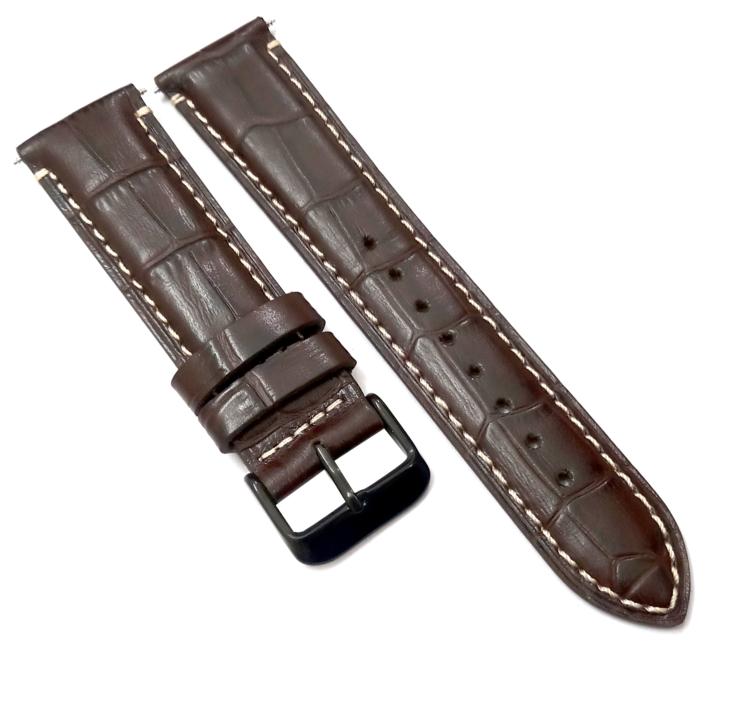 22mm Genuine Leather Dark Brown Watch Band Strap for Men and Women | Comfortable and Durable Material | Black Buckle-N1 - Image 5