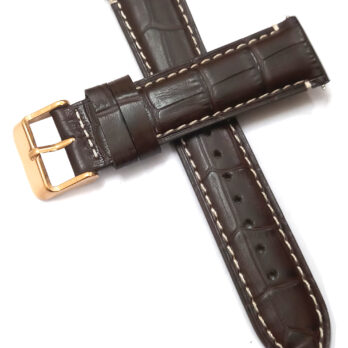 22mm Genuine Leather Dark Brown Watch Band Strap for Men and Women | Comfortable and Durable Material | Rose Buckle-N1