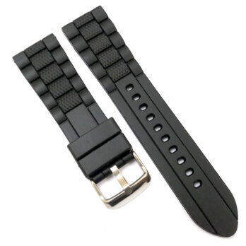 23mm Silicone Rubbber Black Watch Band Strap for Men and Women | Comfortable and Durable Material | Silver Buckle-A1