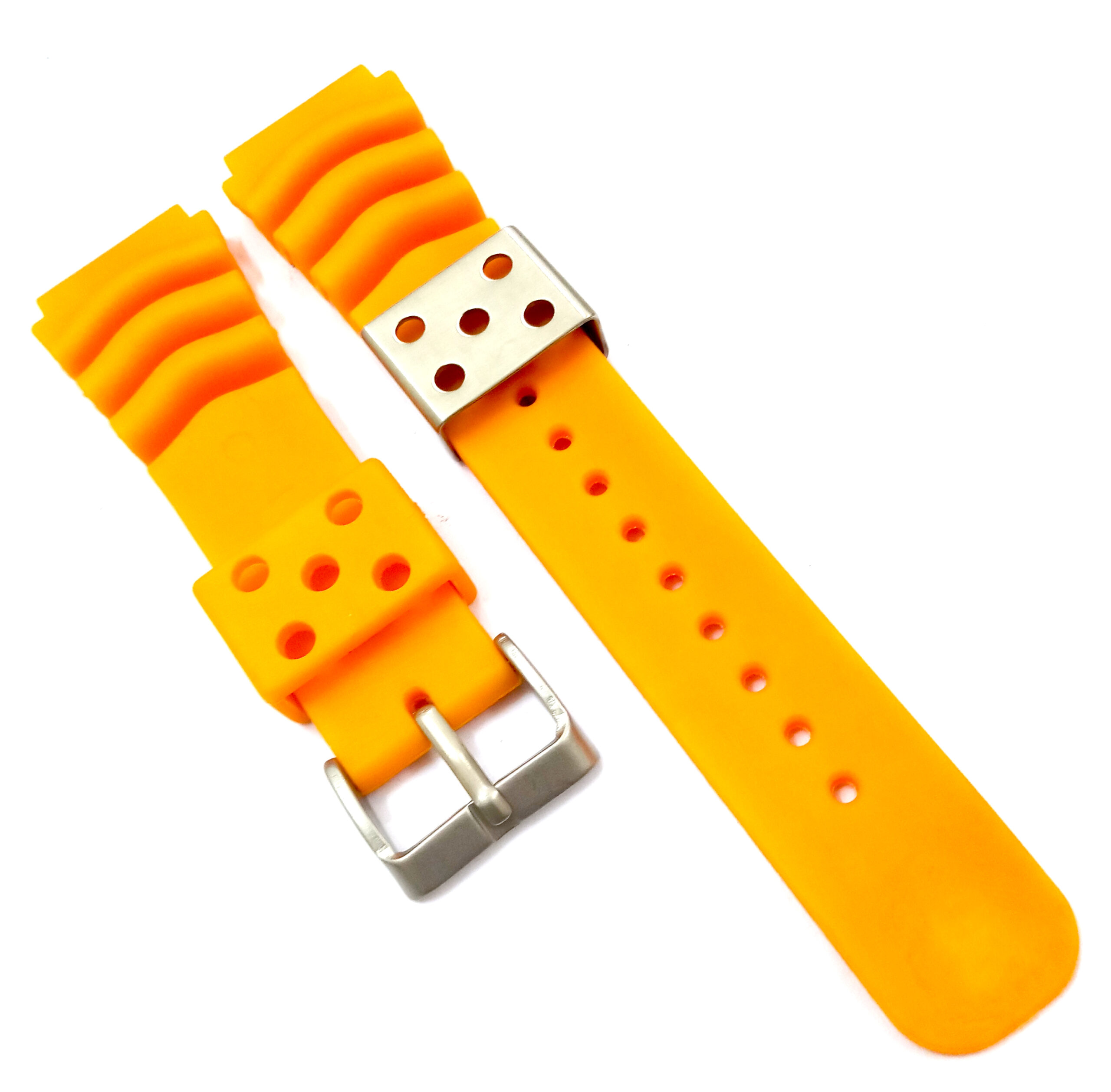 22mm Silicone Rubbber Orange Watch Band Strap for Men and Women | Comfortable and Durable Material | Silver Buckle-S2 - Image 4