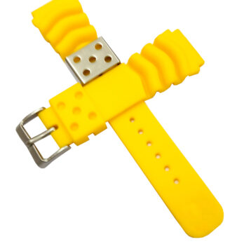 22mm Silicone Rubbber Yellow Watch Band Strap for Men and Women | Comfortable and Durable Material | Silver Buckle-S5