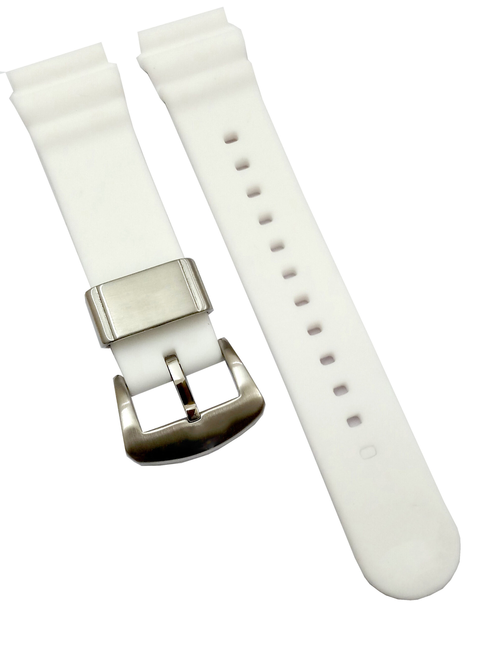 22mm Silicone Rubber White Watch Band Strap For Men and Women | Comfortable and Durable Material | Silver Buckle-S6 - Image 5