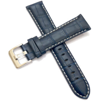 18mm Genuine Leather Blue Watch Band Strap for Men and Women | Comfortable and Durable Material | Deployment Silver Buckle-Z1