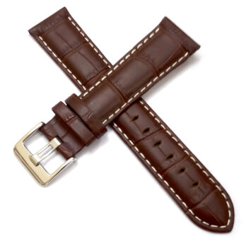 18mm Genuine Leather Brown Watch Band Strap for Men and Women | Comfortable and Durable Material | Deployment Silver Buckle-Z1