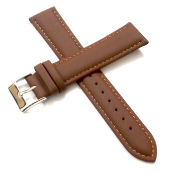 28mm Genuine Leather Light Brown Watch Band Strap for Men and Women | Comfortable and Durable Material | Silver Buckle-N1