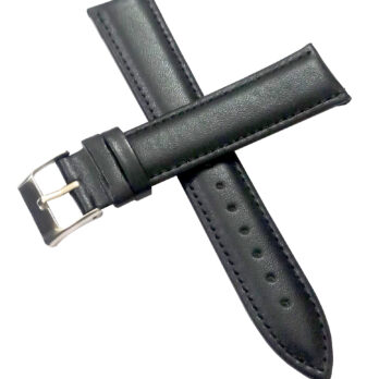 28mm Genuine Leather Black Watch Band Strap for Men and Women | Comfortable and Durable Material | Silver Buckle-N1