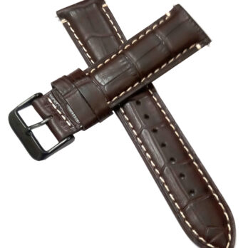 22mm Genuine Leather Dark Brown Watch Band Strap for Men and Women | Comfortable and Durable Material | Black Buckle-N1