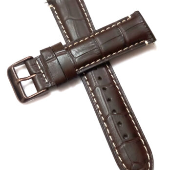22mm Genuine Leather Dark Brown Watch Band Strap for Men and Women | Comfortable and Durable Material | Dark Brown Buckle-N1