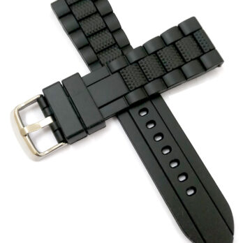 23mm Silicone Rubbber Black Watch Band Strap for Men and Women | Comfortable and Durable Material | Silver Buckle-A1
