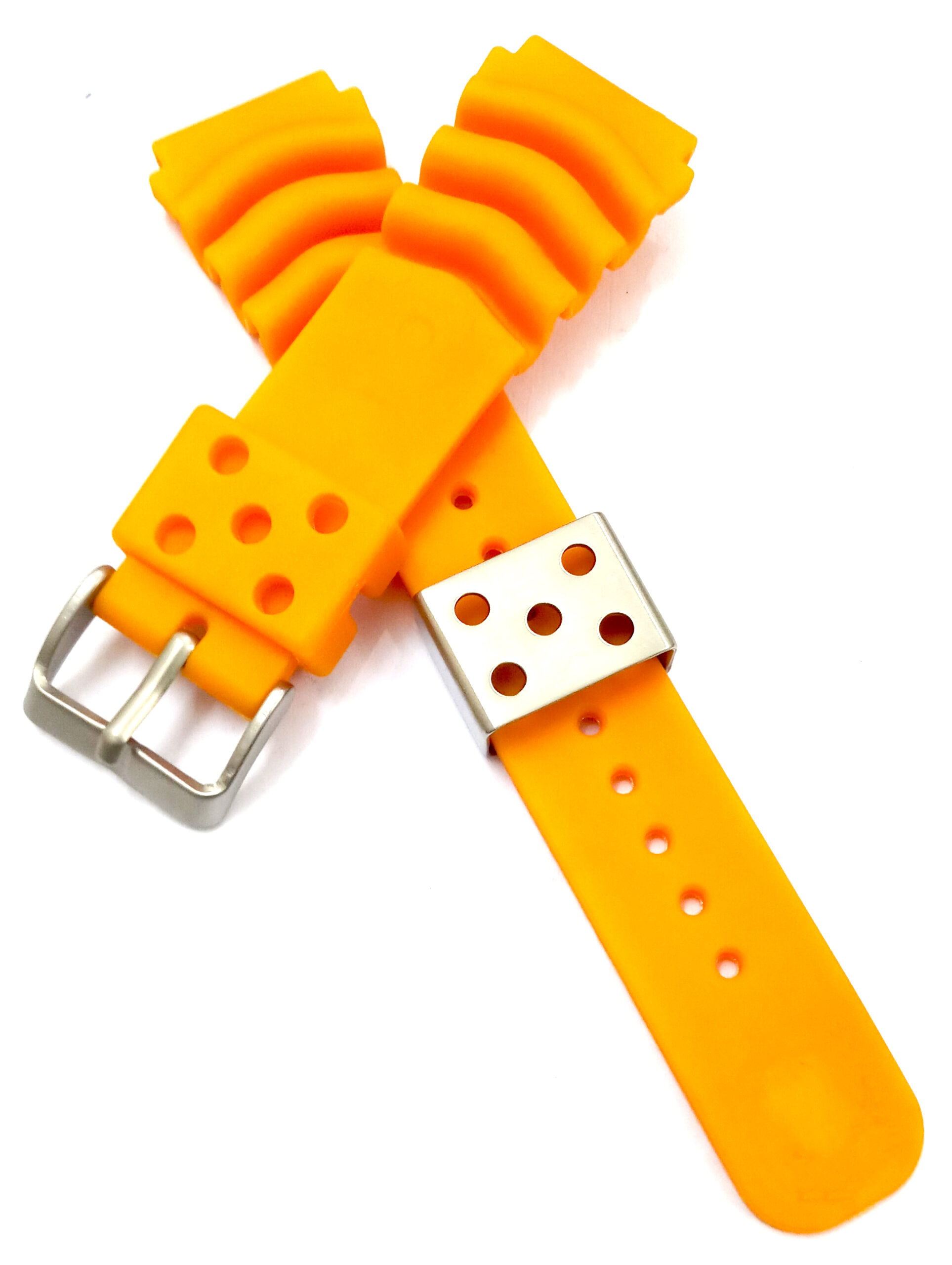 22mm Silicone Rubbber Orange Watch Band Strap for Men and Women | Comfortable and Durable Material | Silver Buckle-S2