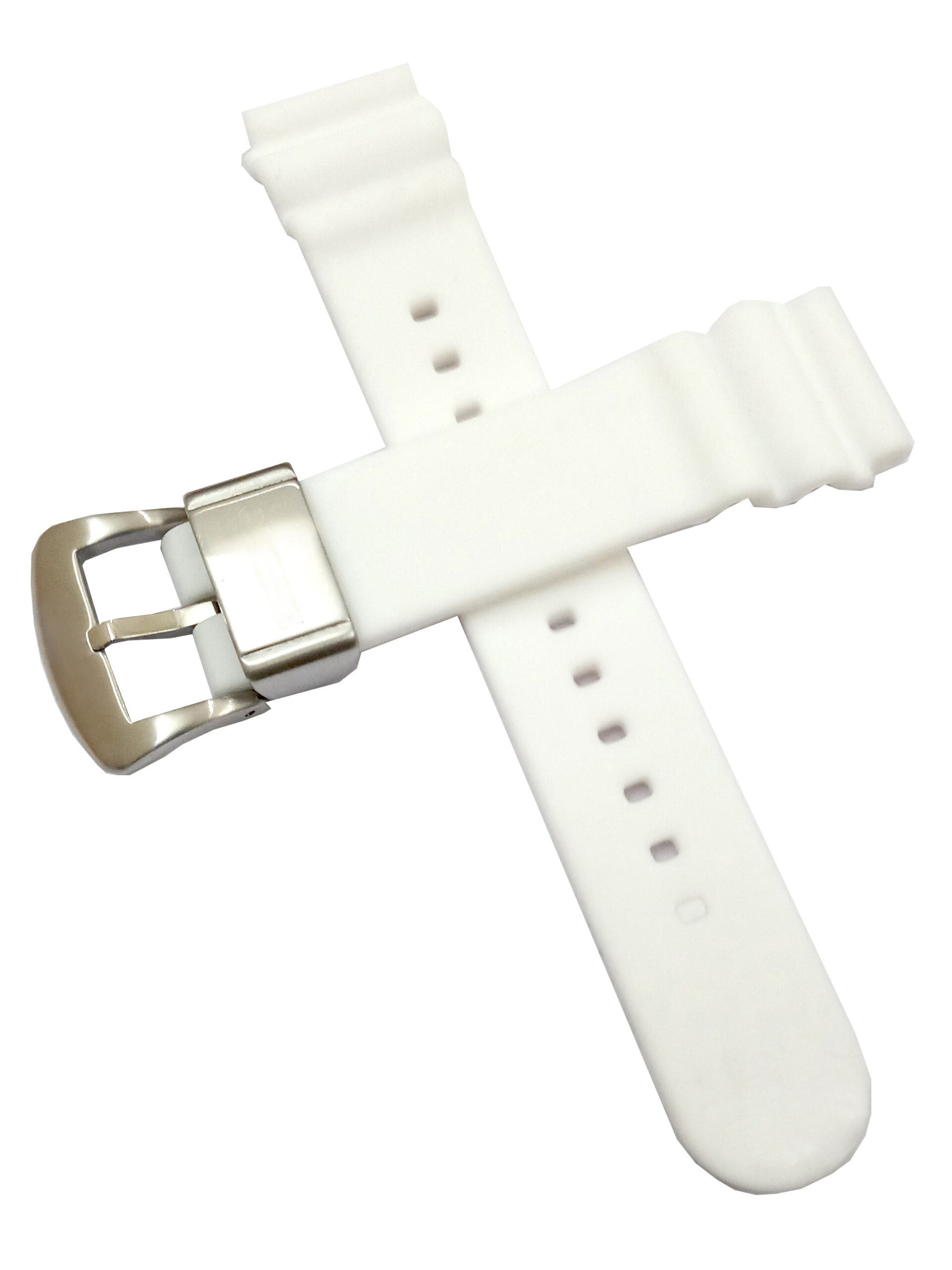 22mm Silicone Rubber White Watch Band Strap For Men and Women | Comfortable and Durable Material | Silver Buckle-S6