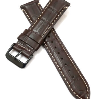 22mm Genuine Leather Dark Brown Watch Band Strap for Men and Women | Comfortable and Durable Material | Black Buckle-N1