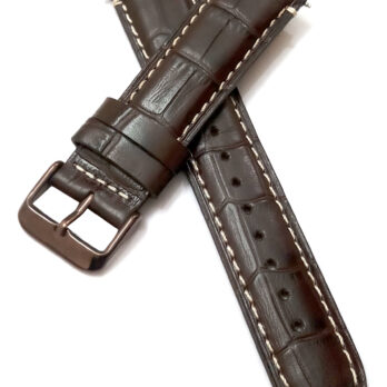 22mm Genuine Leather Dark Brown Watch Band Strap for Men and Women | Comfortable and Durable Material | Dark Brown Buckle-N1